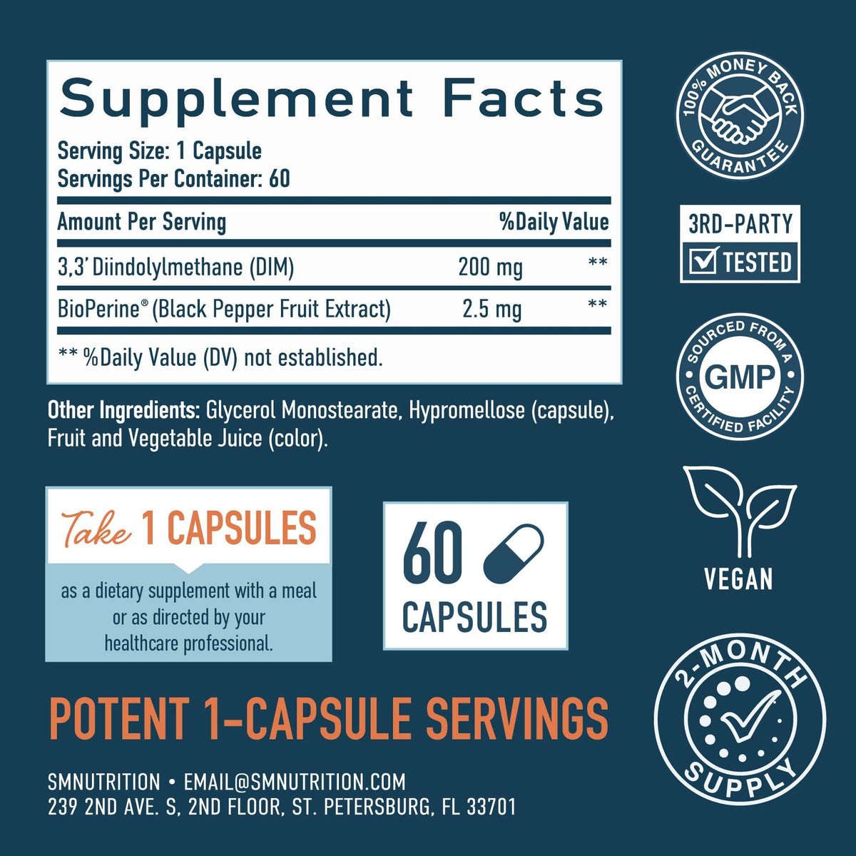 Capsules de DIM de SMNutrition dans une main
