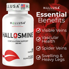 Capsules de Diosmine Circulation Hallusa Natural dans un verre