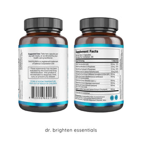 Capsules de Dr. Brighten Support Surrénal sur une surface blanche