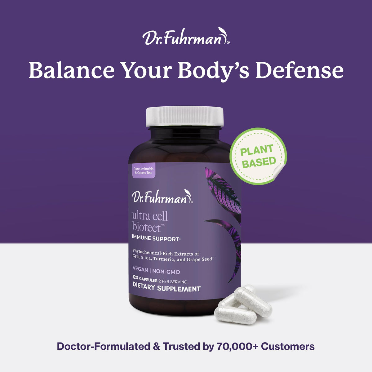 Capsules de Dr. Fuhrman Ultra Cell Biotect sur une table