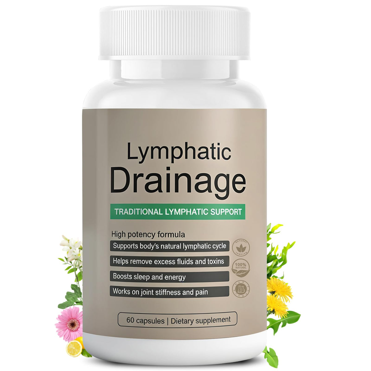 Capsules de drainage lymphatique EOQIFJM en boîte, vue de face