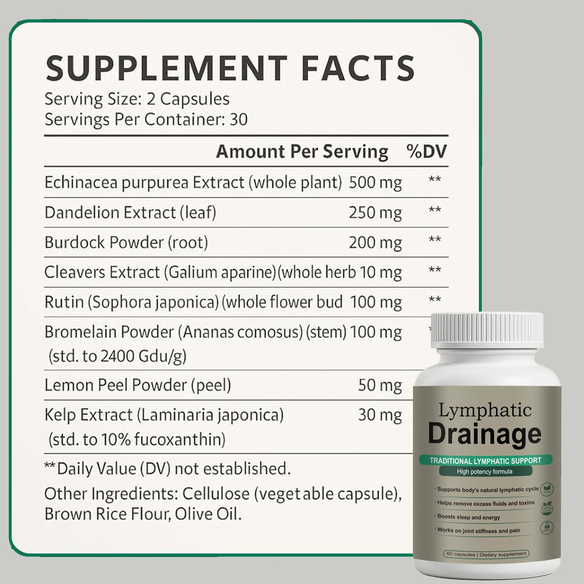 Capsules de drainage lymphatique Qiuumey, vue de côté