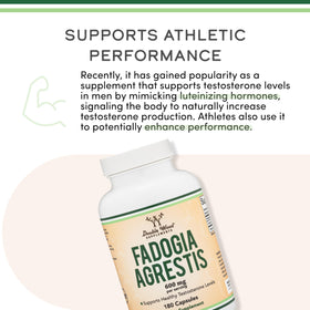 Capsules de Fadogia Agrestis 600mg de Double Wood Supplements sur fond blanc