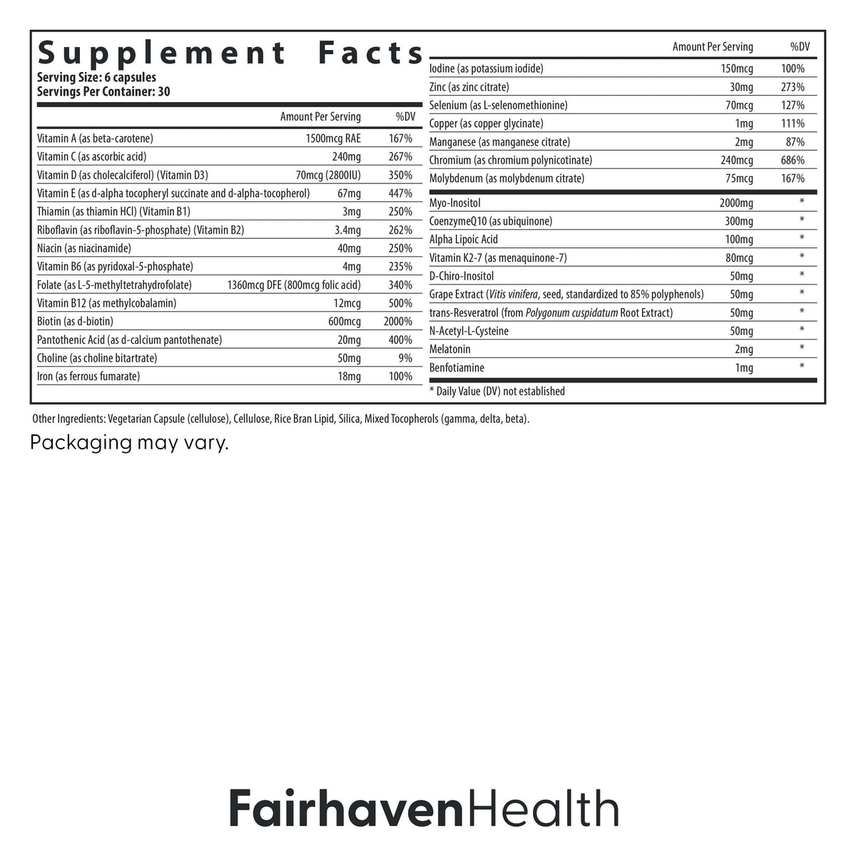 Capsules de Fairhaven Health FH Pro pour Femmes sur fond blanc