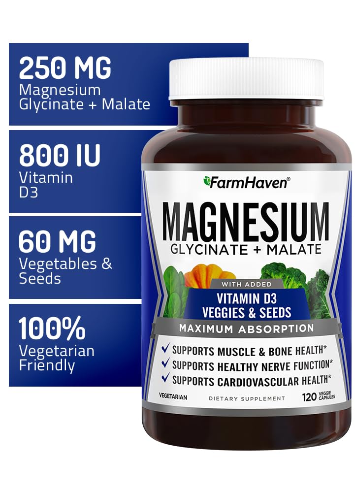 Capsules de FarmHaven Complex de Glycinate et Malate de Magnésium