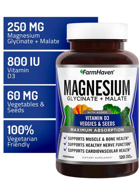 Capsules de FarmHaven Complex de Glycinate et Malate de Magnésium