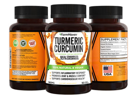 Capsules de FarmHaven Curcuma Curcumin sur une table