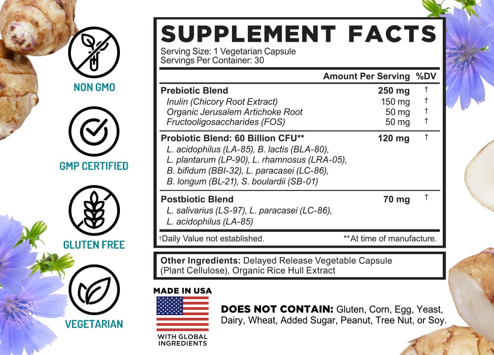 Capsules de FarmHaven Probiotique 60B CFU sur fond blanc