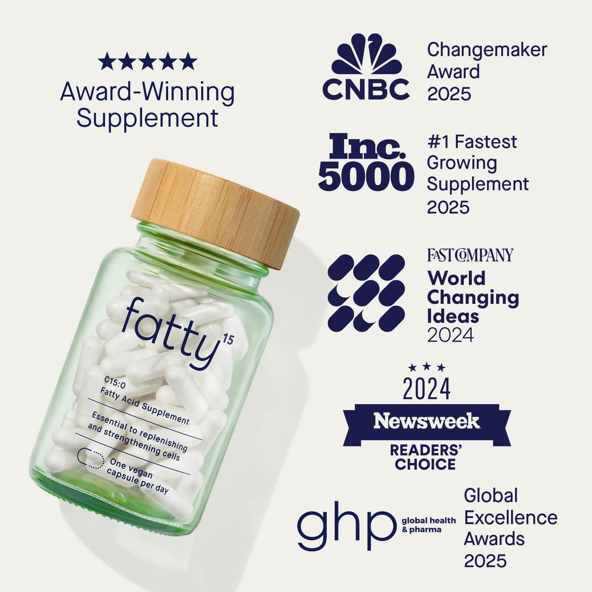 Capsules de Fatty15 C15:0 dans une main