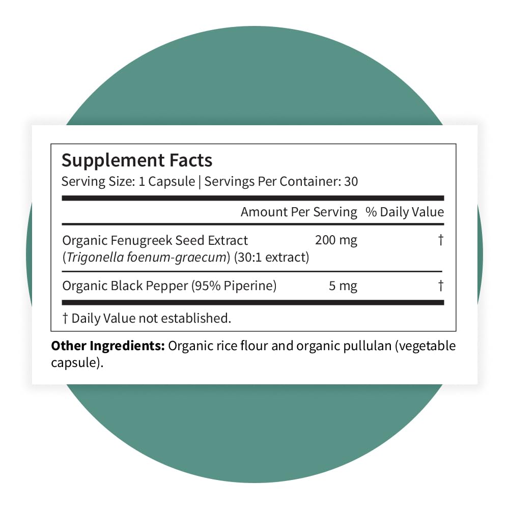 Capsules de fenugrec bio Pattern Wellness, en main