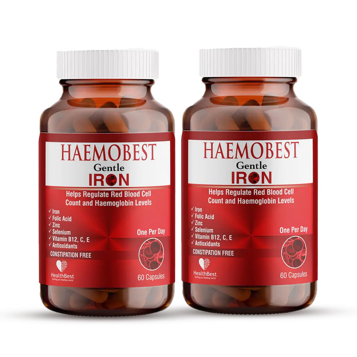 Capsules de Fer Doux HealthBest 60 comprimés dans leur emballage