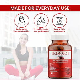 Capsules de fer HealthBest sur un fond blanc