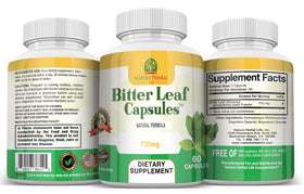 Capsules de Feuille Amère Nature Herbal Life 750 mg sur un fond naturel