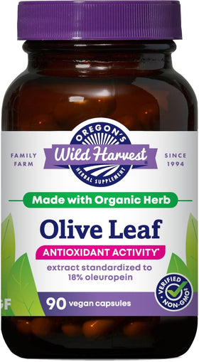 Capsules de feuille d'olive Oregon's Wild Harvest, flacon avant avec 90 capsules