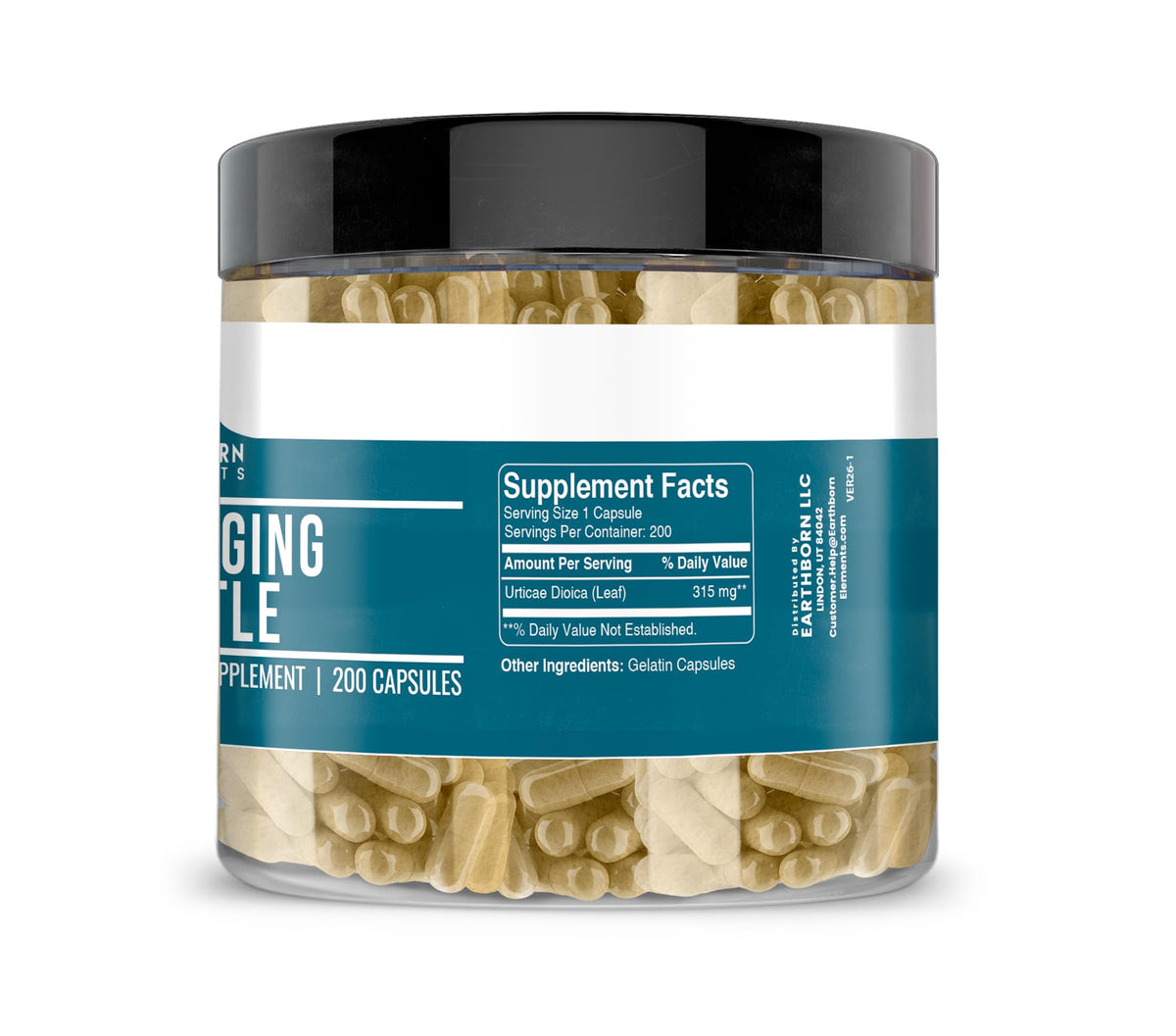 Capsules de feuille d'ortie Earthborn Elements sur une table