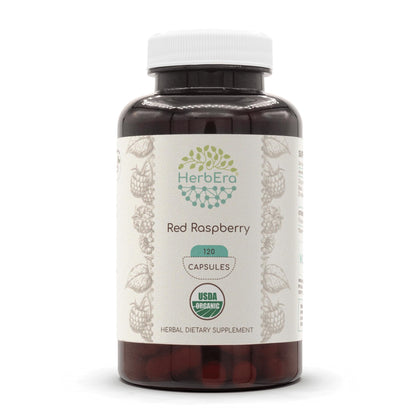 Capsules de Feuille de Framboise Rouge Bio HerbEra, 120 capsules dans l'emballage