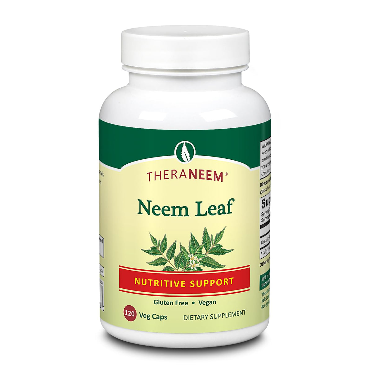 Capsules de Feuilles de Neem TheraNeem en bouteille avec étiquette
