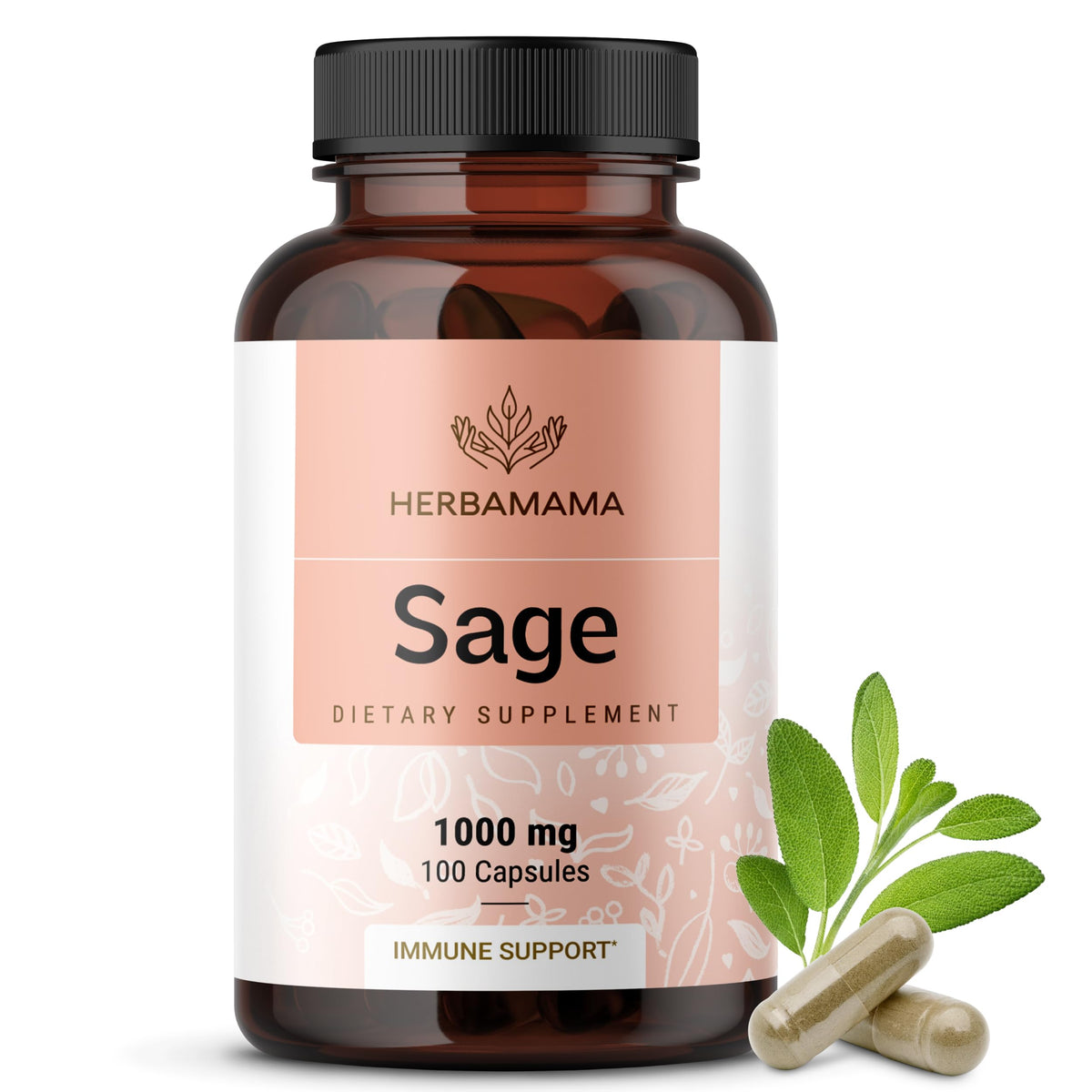 Capsules de feuilles de sauge HERBAMAMA en vue de face