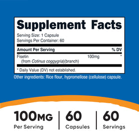 Capsules de Fisetin Nutricost sur fond blanc
