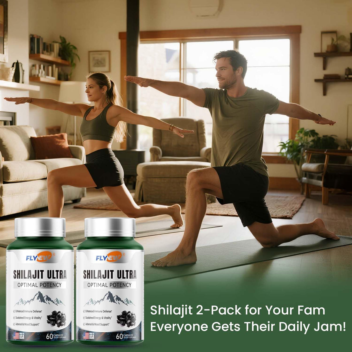 Capsules de Flynew Shilajit en gros plan