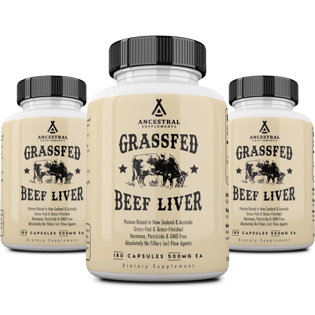 Capsules de foie de boeuf Ancestral Supplements, vue de face