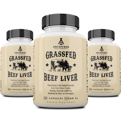 Capsules de foie de boeuf Ancestral Supplements, vue de face