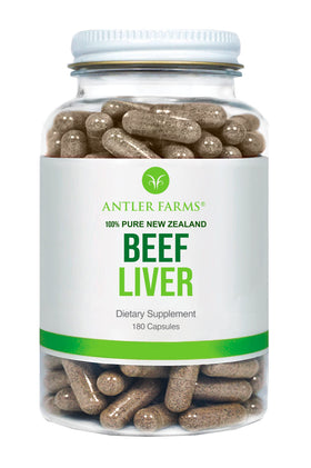 Capsules de foie de boeuf Antler Farms, 180 capsules, vue de face