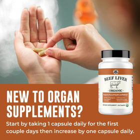 Capsules de foie de boeuf bio Left Coast Performance sur un fond neutre