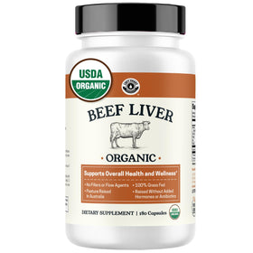 Capsules de foie de boeuf bio Left Coast Performance, vue de face