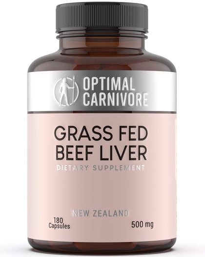 Capsules de foie de boeuf élevées à l'herbe Optimal Carnivore, vue de face