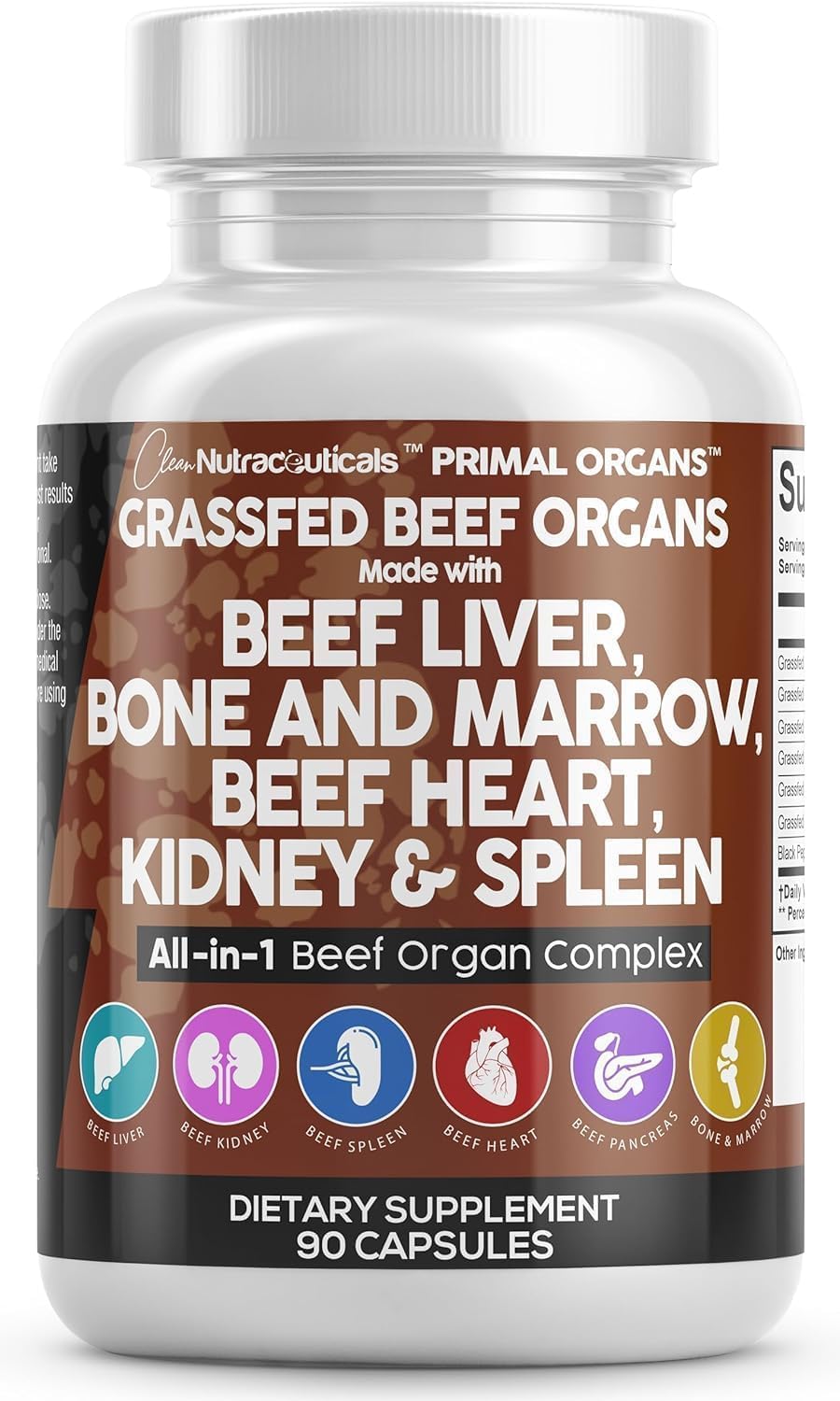 Capsules de foie de boeuf nourri à l'herbe Clean Nutraceuticals en bouteille