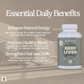 Capsules de Foie de Boeuf Zen Principle sur fond blanc
