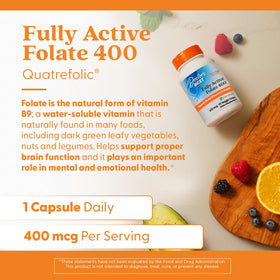 Capsules de Folate Quatrefolic 400mcg Doctor's BEST sur fond blanc