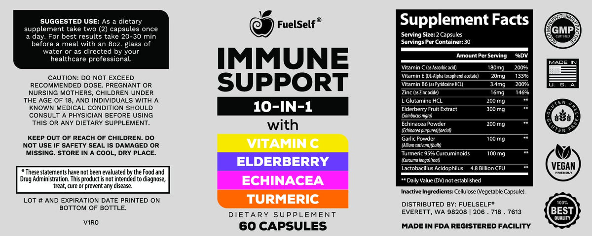 Capsules de FuelSelf Complément Alimentaire Échinacée en gros plan