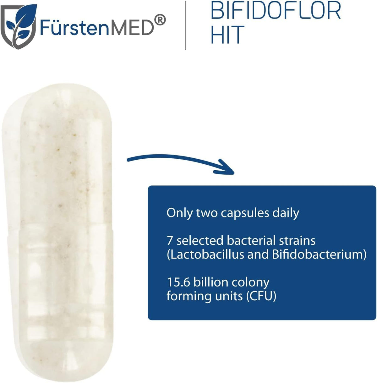 Capsules de FürstenMED Bifidoflor HIT dans une main