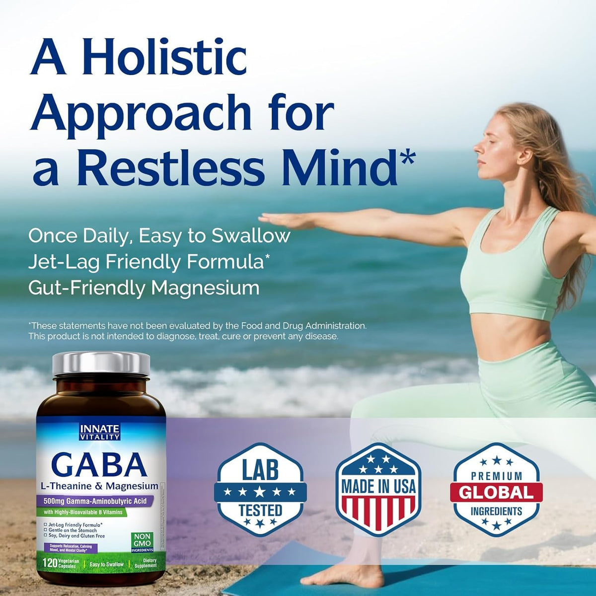 Capsules de GABA Innate Vitality sur fond blanc