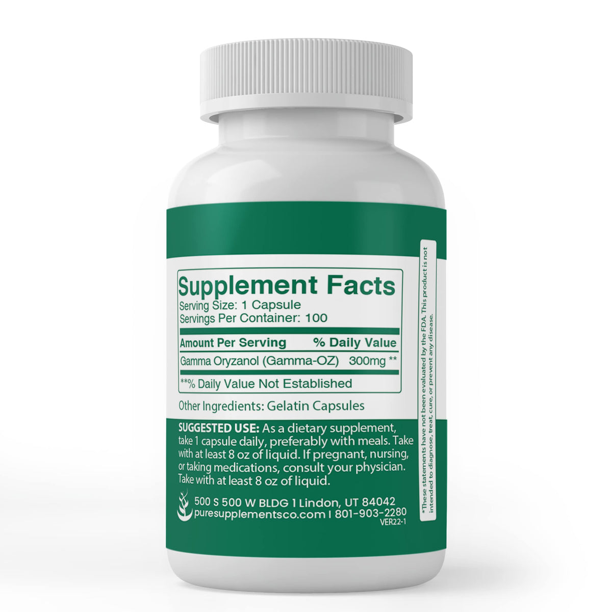 Capsules de Gamma Oryzanol PURE ORIGINAL INGREDIENTS dans une cuillère