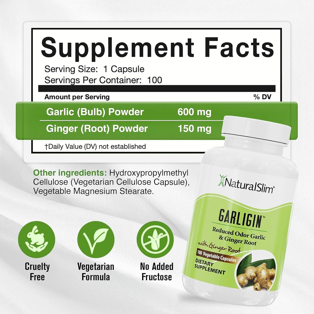 Capsules de Garligin NaturalSlim sur une surface blanche