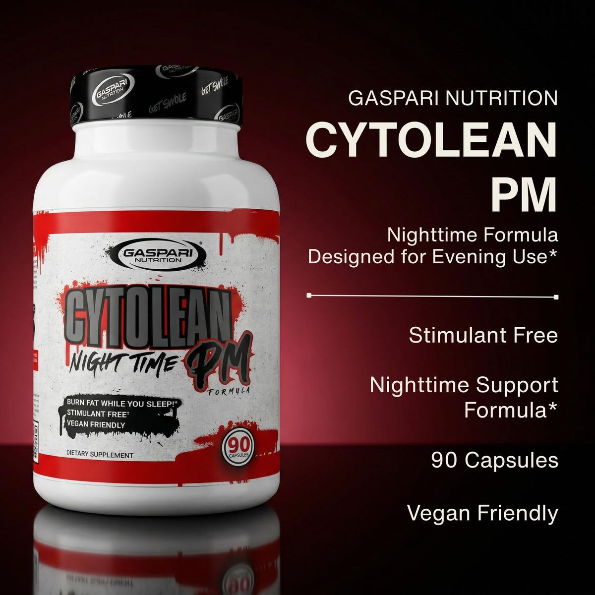 Capsules de Gaspari Nutrition Cytolean PM sur un fond neutre