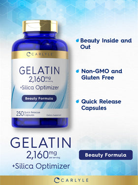 Capsules de Gélatine Carlyle avec Silice Optimizer sur fond blanc