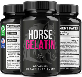 Capsules de gélatine de cheval OVICIA avec une main tenant le paquet