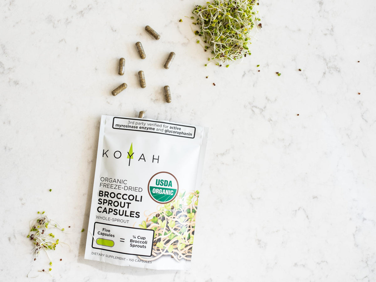 Capsules de Germes de Brocoli KOYAH dans un environnement de cuisine