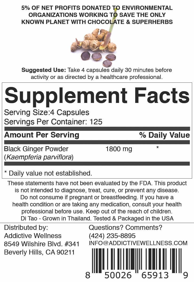 Capsules de gingembre noir Addictive Wellness avec d'autres compléments