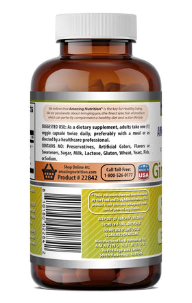 Capsules de Ginkgo Biloba 120 mg Amazing Nutrition avec étiquette visible
