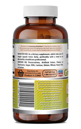 Capsules de Ginkgo Biloba Amazing Nutrition sur un fond blanc