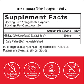 Capsules de Ginkgo Biloba Force Factor sur une table