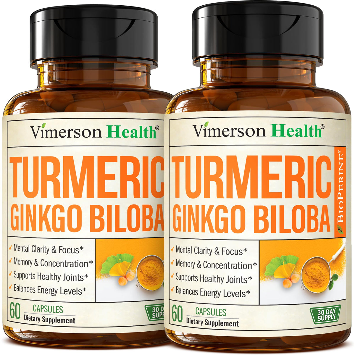Capsules de Ginkgo Biloba Vimerson Health 120mg vue de face