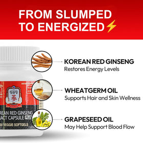 Capsules de ginseng rouge JUNG KWAN JANG sur une table