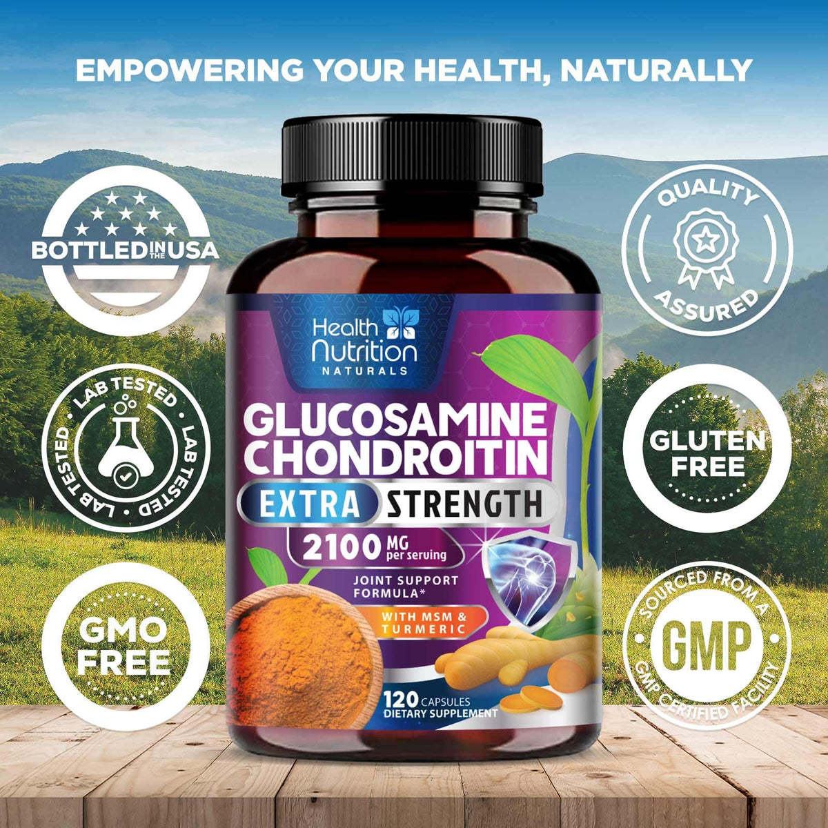 Capsules de Glucosamine Chondroïtine prêtes à être prises