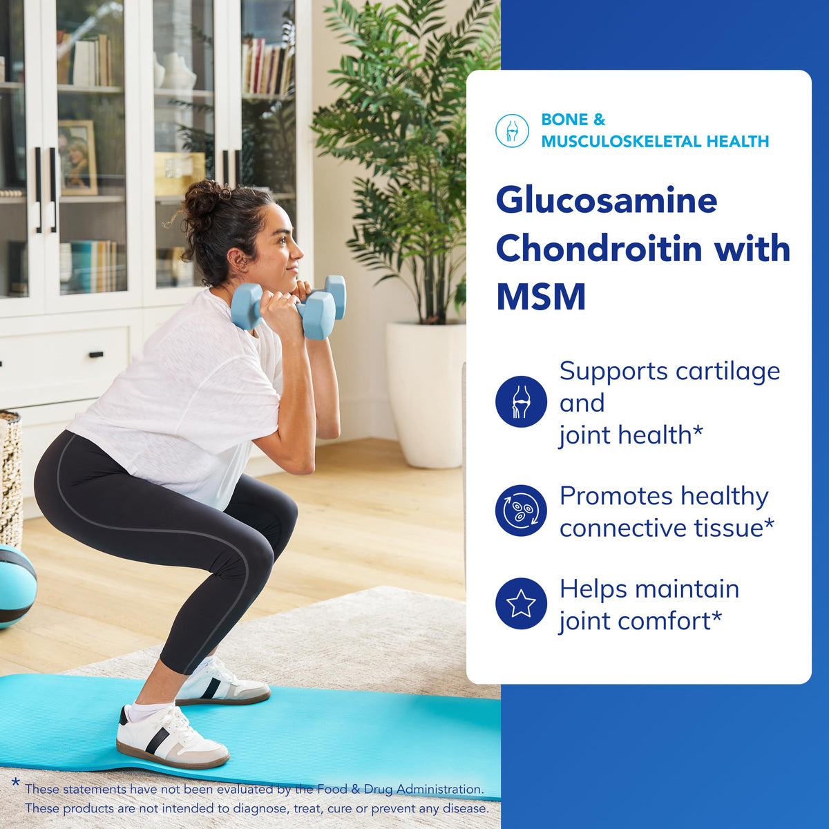 Capsules de glucosamine et chondroïtine présentées sur une surface